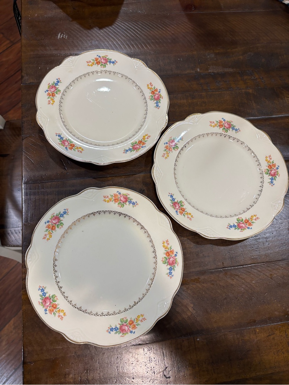 Vintage Homer Laughlin Elegant Scalloped Floral Dinner Plates Lot of 3